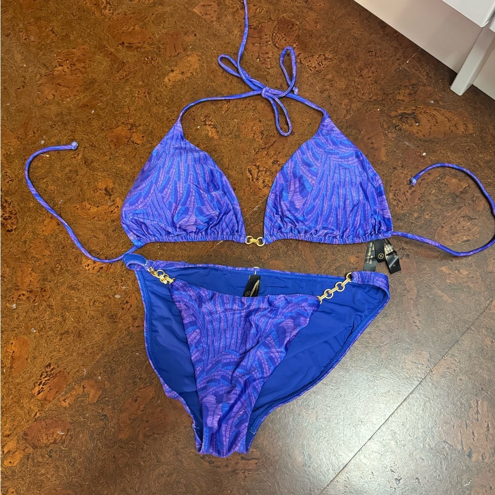 Vix Purple Patterned Triangle Bikini Set - image 1